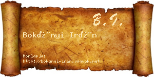 Bokányi Irén névjegykártya